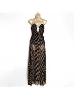 giulia maxi dress in black and cream LPA | Dresses | Lpa Giulia Maxi Dress Polka Dot Gown Detachable Scarf Black  Cream New With Tags